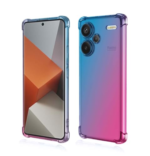 GOKEN Hülle für Xiaomi Redmi Note 13 Pro Plus 5G (Pro+), Schutzhülle TPU Silikon Handyhülle mit Farbverlauf Design, Transparent Stoßfest Bumper Case Soft Flex Cover, Blau/Rosa von GOKEN