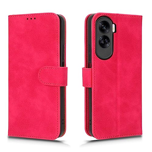 GOKEN Leder Folio Hülle für Honor 90 Lite, Lederhülle Brieftasche Mit Kartensteckplätzen, Premium Flip PU/TPU Handyhülle Schutzhülle Case Cover mit Ständer Funktion -Rot von GOKEN