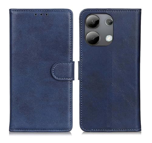 GOKEN Leder Folio Hülle für Xiaomi Redmi Note 13 4G, Lederhülle Brieftasche Mit Kartensteckplätzen, Premium Flip PU/TPU Handyhülle Schutzhülle Case Cover mit Ständer Funktion (Blau) von GOKEN