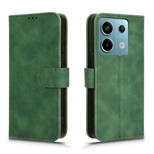 GOKEN Leder Folio Hülle für Xiaomi Redmi Note 13 Pro 5G / Poco X6 5G, Lederhülle Brieftasche Mit Kartensteckplätzen, Premium Flip PU/TPU Handyhülle Schutzhülle Case Cover mit Ständer Funktion (Grün) von GOKEN