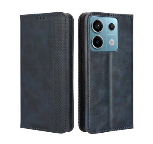 GOKEN Leder Folio Hülle für Xiaomi Redmi Note 13 Pro 5G / Poco X6 5G, Lederhülle Brieftasche Mit Kartensteckplätzen, Premium Flip PU/TPU Handyhülle Schutzhülle Case Cover mit Ständer Funktion (Blau) von GOKEN