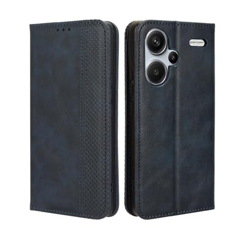 GOKEN Leder Folio Hülle für Xiaomi Redmi Note 13 Pro Plus 5G (Pro+), Lederhülle Brieftasche Mit Kartensteckplätzen, Flip PU/TPU Handyhülle Schutzhülle Case Cover mit Ständer Funktion (Blau) von GOKEN