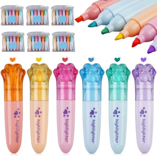 GOMETY Mini Textmarker für Kinder, 36 Stück Cat's Claw Textmarker Niedlich Cartoon Textmarker Set Kids Marker Kreativer Süße Stifte Leuchtmarker für Geschenke Party Geburtstag Schule von GOMETY