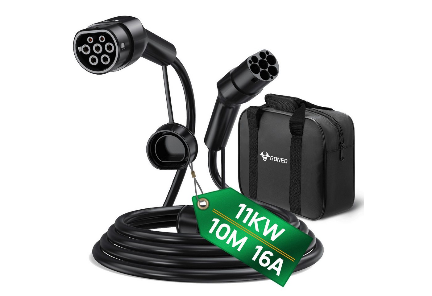 GONEO Typ 2 Ladekabel 11kW/22kW - Autoladekabel, Elektroauto-Ladekabel, (1000 cm), Typ 2 auf Typ 2 EV Ladekabel mit Tragetasche von GONEO