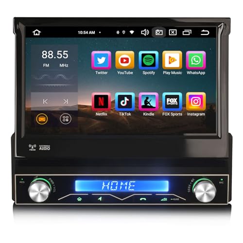 GONFEN 8-Kern Android 13 Universal Autoradio 1 Din GPS Sat mit 7" Motorisierter Bildschirm Kabelloses Carplay Android Auto Bluetooth A2DP WiFi FM RDS DSP OBD2 DAB+ 4GB RAM+64GB ROM von GONFEN