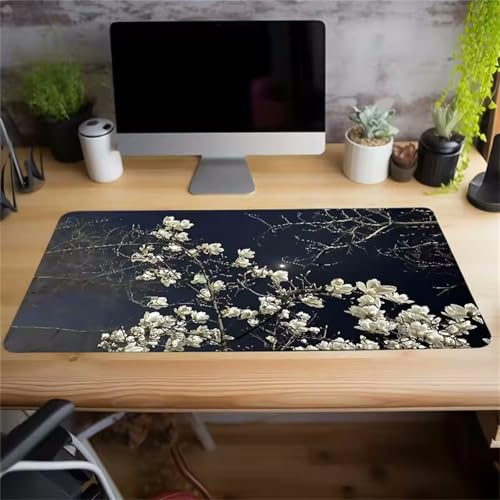 XXL Großes Gaming Mauspad 1200x600x3mm Nacht Blumenbaum Erweitertes Genähte Kanten Mauspad,Verbessert Präzision und Geschwindigkeit,Mousepad für PC,Laptop von GOOFEI