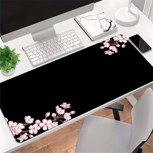 XXL Großes Gaming Mauspad 1500x800x3mm Schöne rosa Blumen Erweitertes Genähte Kanten Mauspad,Verbessert Präzision und Geschwindigkeit,Mousepad für PC,Laptop von GOOFEI