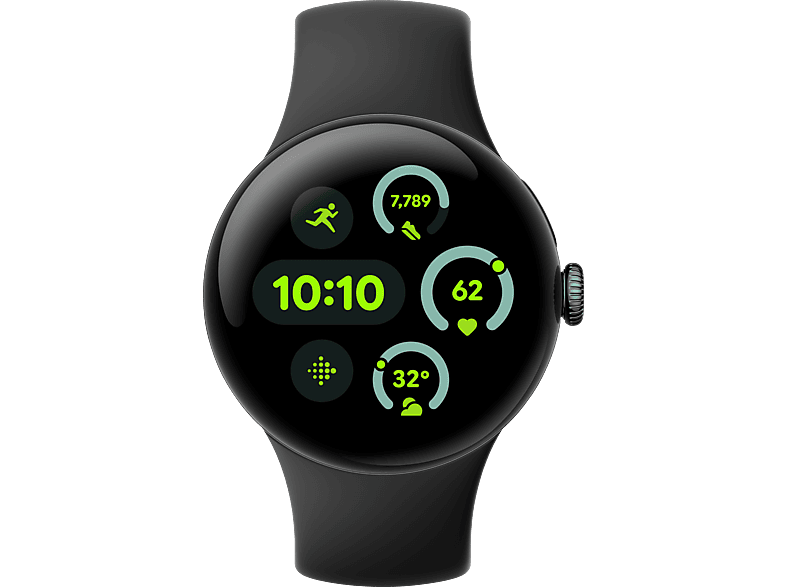 GOOGLE Pixel Watch 3 (LTE) 41 mm, Smartwatch Aluminium Fluorelastomer, 130–175 165–210 Obsidian von GOOGLE