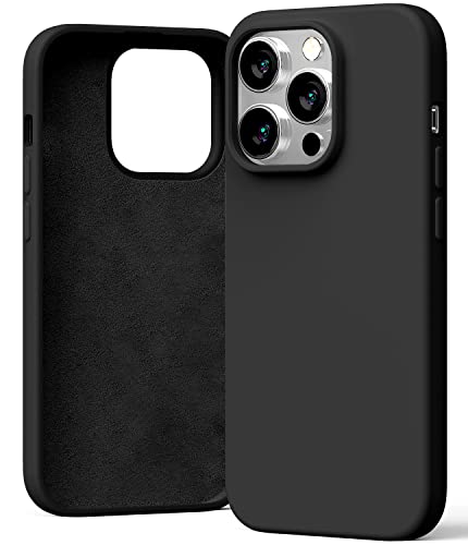 GOOSPERY Liquid Silicone Case Compatible with iPhone 14 Pro (6.1 inch), Silky-Soft Touch Full Body Protection Shockproof Cover Case with Soft Microfiber Lining - Black von GOOSPERY