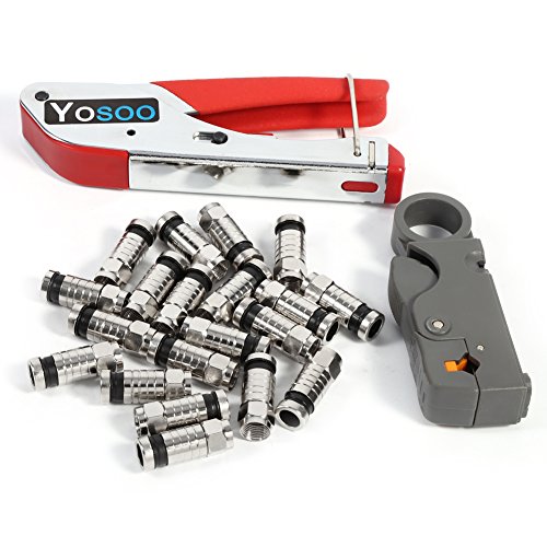 Crimpzange Koaxialkabel Abisolierwerkzeug, Kompressionszange Set mit 20 stück F Kabel Stecker Presse RG58 RG59 RG6 Kompressionswerkzeug Set für SAT Kabel Crimpzange Koaxialkabel Abisolierwerkzeug, Kompressionszange Set mit 20 stück F Kabel Stecker Presse RG58 RG59 RG6 Kompressionswerkzeug Set für SAT Kabel von GOTOTOP
