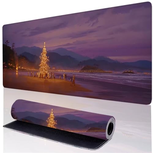 Lila Mousepad XXL 800x400x3mm, Mauspad Meer Wasserdicht rutschfeste Gummibasis, Mauspad Groß Verbessert Präzision und Geschwindigkeit, Desk Mat mit Genähten Kanten für Gaming und Büro, Geschenke 49-7 von GOUFEENG