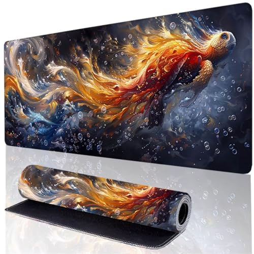 Mauspad Gelb Gaming Mousepad XXL 800x300x3mm, Wasserdicht Schreibtischunterlage Tier, Verbessert Präzision und Geschwindigkeit, Genähten Kanten Desk Mat für PC Zubehör Gaming Schreibtisch Deko 00-U von GOUFEENG