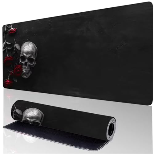 Schwarz Mousepad XXL 60 x 40 cm, Mauspad Blume Wasserdicht Rutschfeste Gummibasis, Mauspad Groß Verbessert Präzision und Geschwindigkeit, Desk Mat mit Genähten Kanten, Gaming und Büro, Geschenke GV-R von GOUFEENG