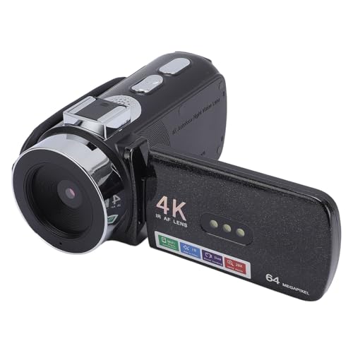 4K-Videokamera, WLAN-64-MP-HD-Camcorder mit 28-fachem Digitalzoom, 3-Zoll-Videorekorder mit Drehbarem Bildschirm und LED-Nachtlicht, Autofokus-Digitalkamera für Unterwegs von GOWENIC