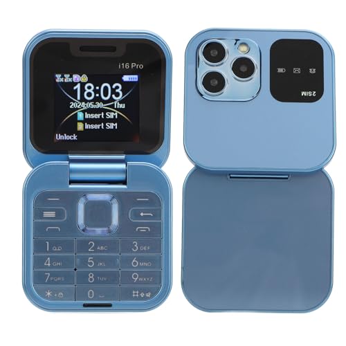 GOWENIC 2G Flip Handy Entsperrt, GSM entsperrtes Senior Flip Phone mit LED Taschenlampe, HD Rückfahrkamera, FM Radio, Magic Voice, Blacklist, Schnellwahl Vibration (Blue) von GOWENIC