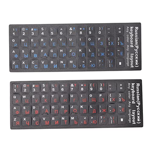 GOWENIC 2PCS Russische Tastatur Aufkleber, Tastatur Buchstaben Ersatz Aufkleber, wasserdichte und Staub Dichte Bunte Aufkleber für 10-17 Laptop-Tastaturen und PC-Tastaturen (1 Blau 1 Rot) von GOWENIC