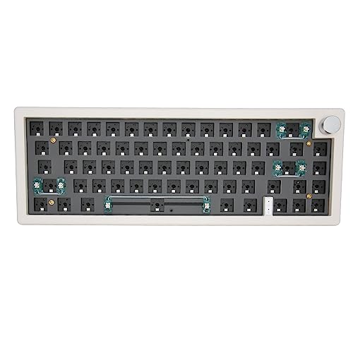 GOWENIC 67 Tasten Hotswap Tastatur Kit, DIY 65% Tastatur mit Knopf, 3 Modus Verbindung, RGB, Modulare Mechanische Tastatur, Unterstützt 3 Pin und 5 Pin Schalter (Weiss) von GOWENIC