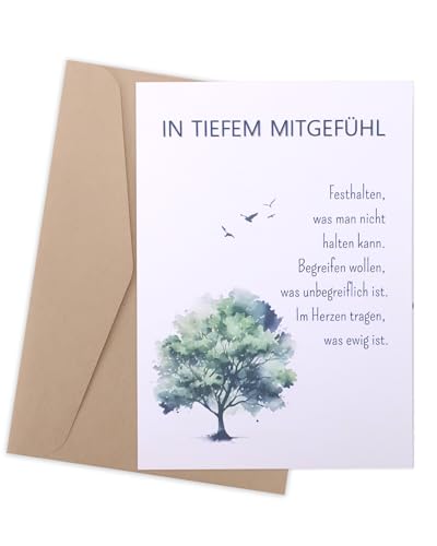 GOZINA Trauerkarte mit Anteilnahme Baum, Trauerkarten mit Umschlag, Karten zur Trauer, Beileidskarten mit Umschlag Hochwertig, Danksagungskarten Trauer 12,5×17,5 cm GOZINA Trauerkarte mit Anteilnahme Baum, Trauerkarten mit Umschlag, Karten zur Trauer, Beileidskarten mit Umschlag Hochwertig, Danksagungskarten Trauer 12,5×17,5 cm von GOZINA