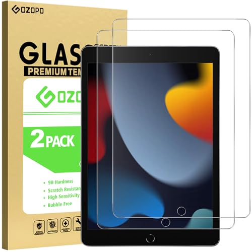 GOZOPO [2 Stück] Schutzfolie für iPad 9. / 8. / 7. Generation (iPad 9/8/7 10.2 Zoll, 2021/2020/2019), 9H-Härte Panzer Schutz Glas Gehärtetem Displayschutzfolie von GOZOPO