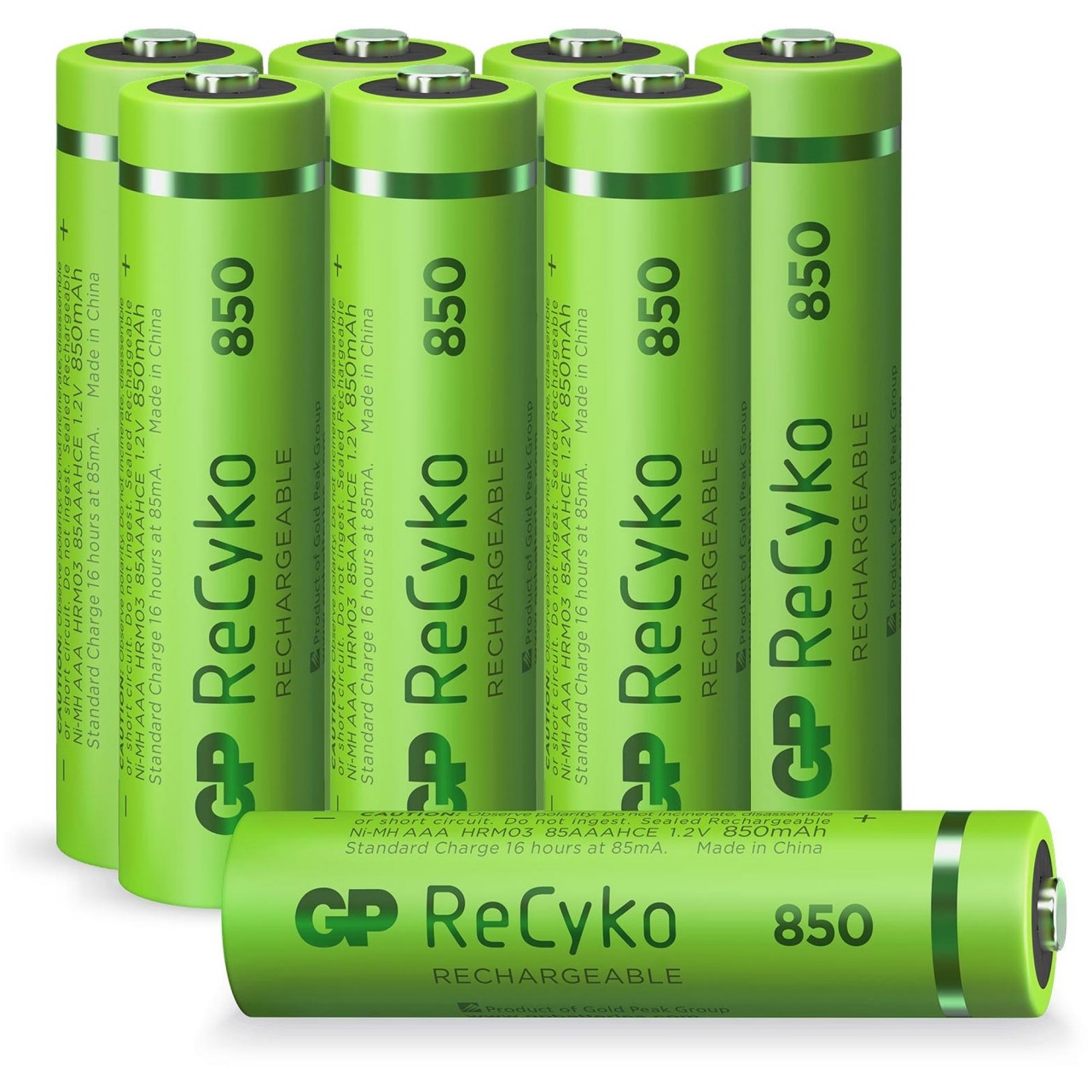 AAA Micro Akku GP NiMH 850 mAh ReCyko 1,2V 8 Stück von GP Batteries