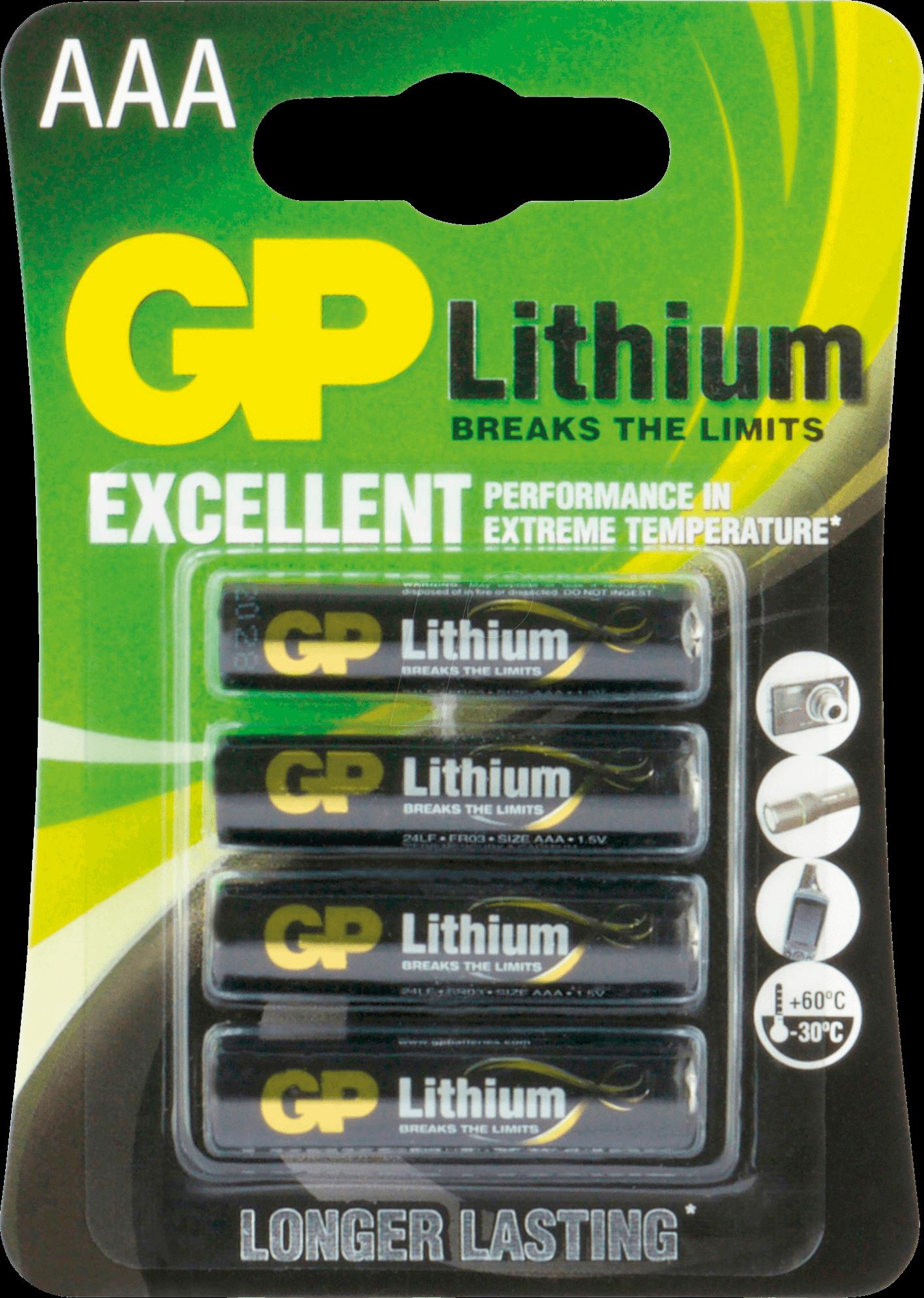 GP Batteries Lithium Primary AAA Einwegbatterie Alkali (07024LF-C4) von GP Batteries