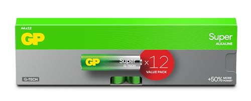 Batterien AA - 12er Set | GP Super | AA Alkaline Batterien 1,5V / LR06 - Lange Lebensdauer von GP