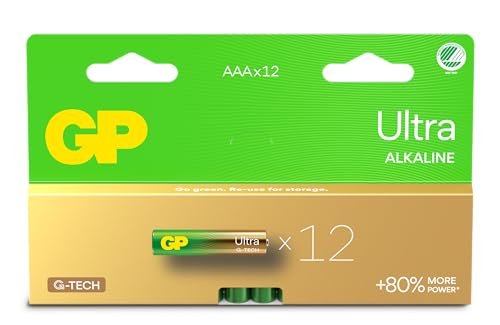 Batterien AAA - 12er Set | GP Ultra | AAA Alkaline Batterien 1,5V / LR03 - Lange Lebensdauer von GP