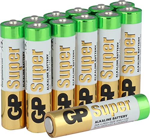 GP Batterien AAA 1,5V, Super Alkaline Technologie, 12 Stück Microzellen AAA Batterien LR03 von GP