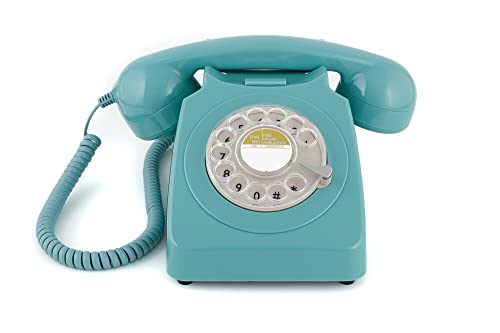 GPO 746ROTARYBLU Retro Telefon mit Wählscheibe im 70er Jahre Design Blau von GPO