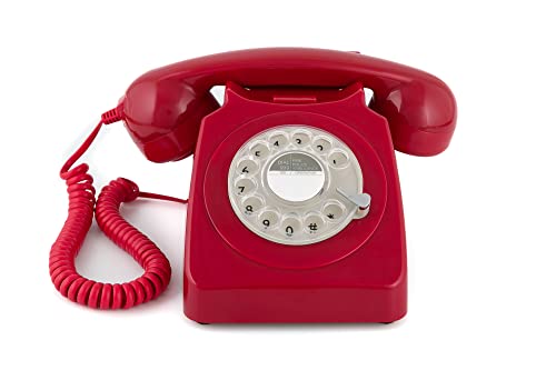 GPO 746ROTARYRED Retro Telefon mit Wählscheibe im 70er Jahre Design Rot von GPO