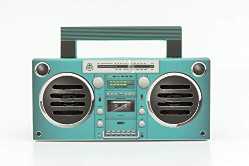 GPO Bronx tragbarer Mini Bluetooth Lautsprecher im Retro Stil mit Akku, USB-/TF-Card/AUX Anschluss, Aqua von GPO