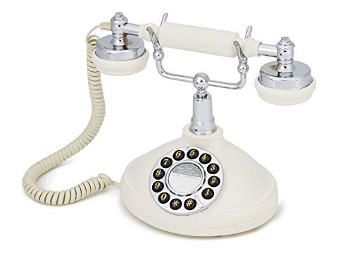 GPO Opal Retro Telefon - nostalgisches Vintage-Tastentelefon mit geschweifter Schnur - Creme & Chrom von GPO