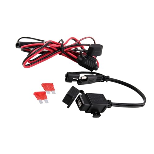 GRADENEVE 12V Dual USB Ladegerät Adapter Mit Wasserdichtem SAE Auf USB Kabel Und Inline Sicherung Für Handy Und GPS Power Supply Charger Für Motorräder von GRADENEVE