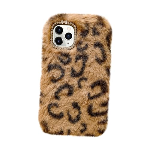 GRADENEVE Telefon Schutzhülle Plüsch-handyhülle TPU-handyhülle Handyschutz Leopard Anti-Fall-handyhülle Kratzfeste Handyhülle Kreativer Telefonschutz Flauschige Telefonhülle Brown von GRADENEVE