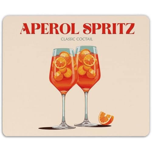 GRAVURZEILE Bedrucktes Mousepad - Aperol Spritz - Mauspad für Büro & Gaming - rutschfeste Gummi-Unterseite - 23 x 19 cm - strapazierfähig - Geschenk für Arbeit Kollegen & Gamer von GRAVURZEILE