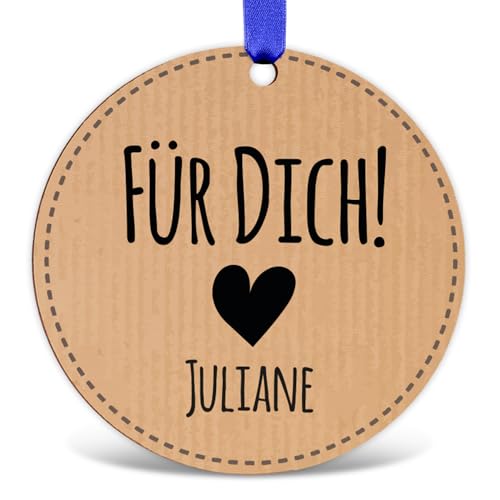 GRAVURZEILE Geschenkanhänger aus Holz - Für dich - Anhänger mit Namen, Deko für personalisierte Geschenke zu Weihnachten, zum Geburtstag, Kommunion, Konfirmation und weitere Anlässe - Größe: 10cm von GRAVURZEILE