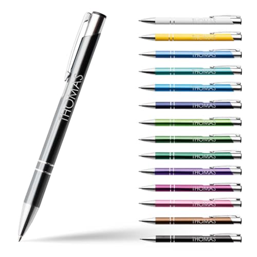 GRAVURZEILE Kugelschreiber mit Gravur - Personalisiert mit Wunschtext - Alluminiumstift mit Lasergravur & Druckfunktion - Geschenk für Büro, Schule & Alltag - Farbe: Anthrazit 10er Set GRAVURZEILE Kugelschreiber mit Gravur - Personalisiert mit Wunschtext - Alluminiumstift mit Lasergravur & Druckfunktion - Geschenk für Büro, Schule & Alltag - Farbe: Anthrazit 10er Set von GRAVURZEILE