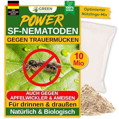 GREEN GUARDIA Power SF-Nematoden - 10 Mio. (100 Pflanzen/20m²) gegen Trauermücken – Biologisches Mittel zur effektiven Trauermücken Bekämpfung – Umweltfreundlich, chemiefrei von GREEN GUARDIA