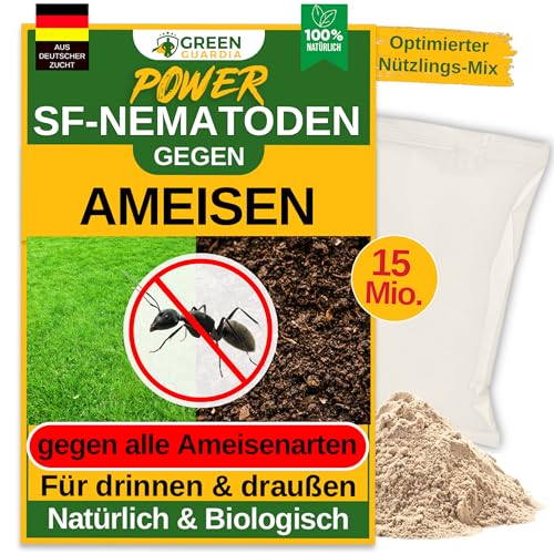 GREEN GUARDIA Super SF-Nematoden gegen Ameisen – 15 Mio. für 30m² - Biologisches Mittel zur effektiven Ameisen Bekämpfung – Umweltfreundlich, chemiefrei, einfache Anwendung von GREEN GUARDIA