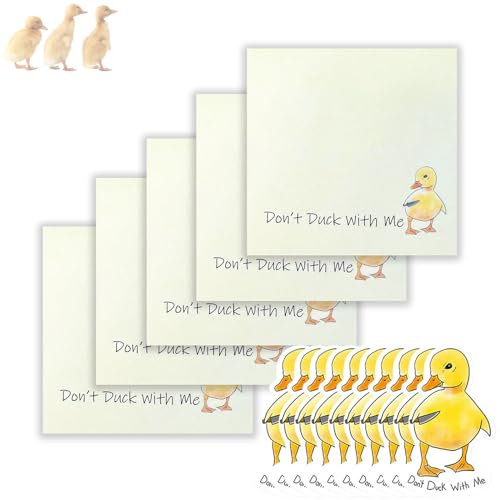 „Don't Duck With Me“ – Lustiges Set mit wütenden Enten, Notizblock mit wütenden Enten und Aufklebern, Haftnotizen mit unhöflicher Stimmung als Geschenk für Freunde, Kollegen, Chef (5PCS) von GRFFZX