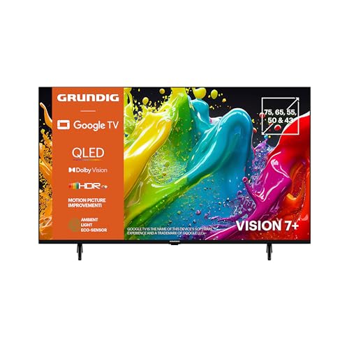 Grundig 65 VOE 84 Q Fernseher 65 Zoll (164 cm) QLED TV, VPI 1800, Google TV, 4K UHD, Dolby Vision, HDR10+, Motion Picture Improvement, Chromecast Built-in, Bluetooth, Smart TV, Schwarz von GRUNDIG