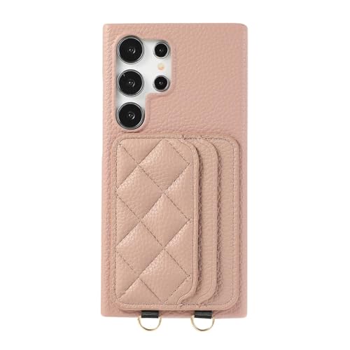 GSTINBLING Hülle Für Samsung Galaxy S24 Plus/S24 Ultra Premium PU Leder Mobiltelefon Tasche Retro Reißverschluss Case Geldbörse Hülle Magnetverschluss Handytasche (Pink,S24 Ultra) von GSTINBLING