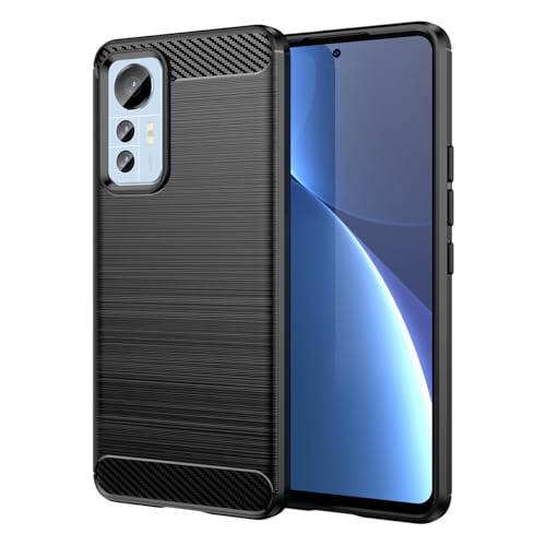 GTBDEKI 2203129G Schutzhülle für Mi 12 Lite 5G, Karbonfaser, stoßfest, dünn, Silikon, robust, weiche TPU-Rückseite, für Xiaomi 12 Lite 5G, Schwarz von GTBDEKI