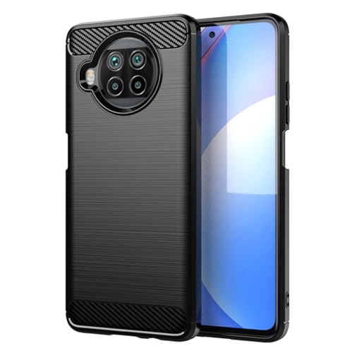 GTBDEKI Schutzhülle für Xiaomi 10T Lite 5G, M2007J17G, Karbonfaser, stoßfest, dünn, Silikon, robust, weiche TPU-Rückseite, für Xiaomi Mi 10T Lite 5G, Schwarz von GTBDEKI