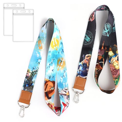 GTOTd Zelda Lanyard Schlüsselband (2 Pcs) with ID Badge Holder Ausweishalter Decoartions (2 Pcs). Geschenke Merch LOZ Videospiel Zubehör Key Zeichenfolge Brieftasche Schlüsselband für Teens von GTOTd