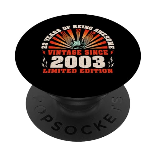 22. Geburtstag 22 Jahre alte Gitarristen Gitarrenliebhaber Geboren 2003 PopSockets Klebender PopGrip von GTee Vintage 22nd Birthday Version 2025