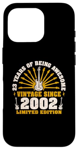 Hülle für iPhone 16 Pro 23. Geburtstag 23 Jahre alte Gitarristen Gitarrenliebhaber Geboren 2002 von GTee Vintage 23rd Birthday Version 2025