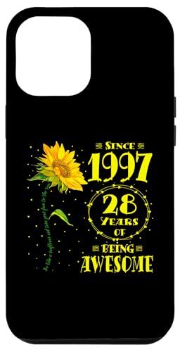 Hülle für iPhone 14 Pro Max 28. Geburtstag Fantastische 28-jährige Sonnenblumenliebhaber, geboren 1997 von GTee Vintage 28th Birthday Version 2025