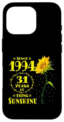 Hülle für iPhone 16 Pro 31. Geburtstag 31 Years of Sunshine Sunflower Lover Born 1994 von GTee Vintage 31st Birthday Version 2025