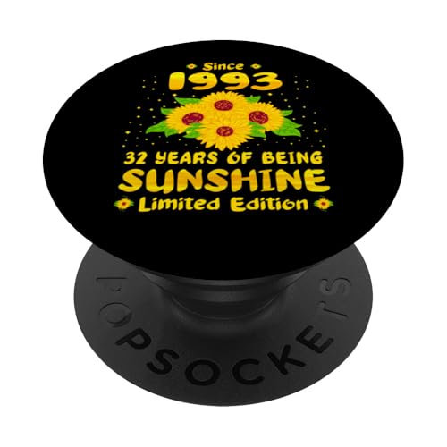 32. Geburtstag 32 Years Of Sunshine Sunflower Lover Born 1993 PopSockets Klebender PopGrip von GTee Vintage 32nd Birthday Version 2025